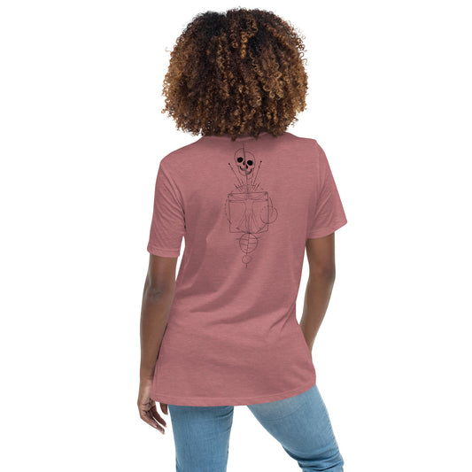 Lockeres Damen-T-Shirt Vitruvian Man schwarz